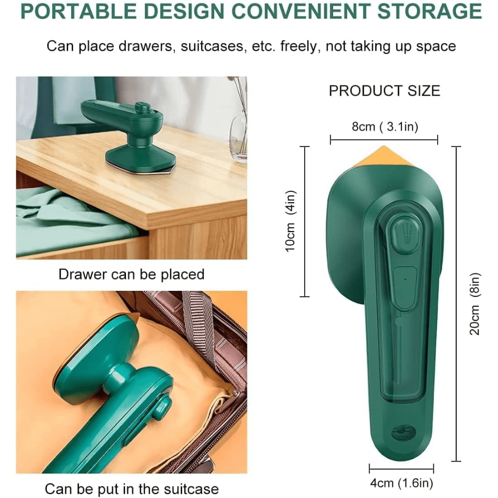 Portable Mini Iron & Steamer – Dry/Wet, Foldable, 60ml Tank for Travel & Home